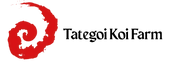 Logo of Tategoi Koi Farm with a red spiral design on a white background